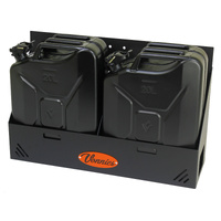 Vonnies 20L Black Canopy/Trailer Mounted SOLID Back Style Double Jerry Can Holder for Water & Fuel Australian Made. 