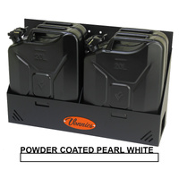 Vonnies 20L White Canopy/Trailer Mounted SOLID Back Style Double Jerry Can Holder for Water & Fuel Australian Made. 