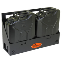 Vonnies 20L Black Canopy/Trailer Mounted Double Jerry Can Holder for Water & Fuel Australian Made.