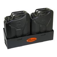 Vonnies 20L Black Canopy/Trailer Mounted Double Jerry Can Holder Low Back for Water & Fuel Australian Made.
