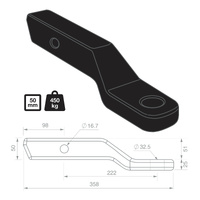 TAG 2 Drop Forged Tow Ball Mount - 222mm Long 50mm Square Hitch