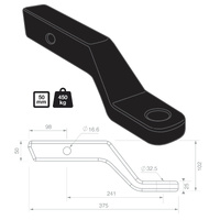 TAG 4 Drop Forged Tow Ball Mount - 241mm Long 50mm Square Hitch
